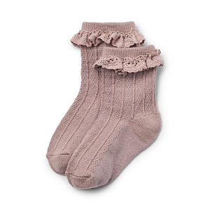 Детские носки с добавлением шерсти Wheat "Nora", 2 пары, вечерняя роза